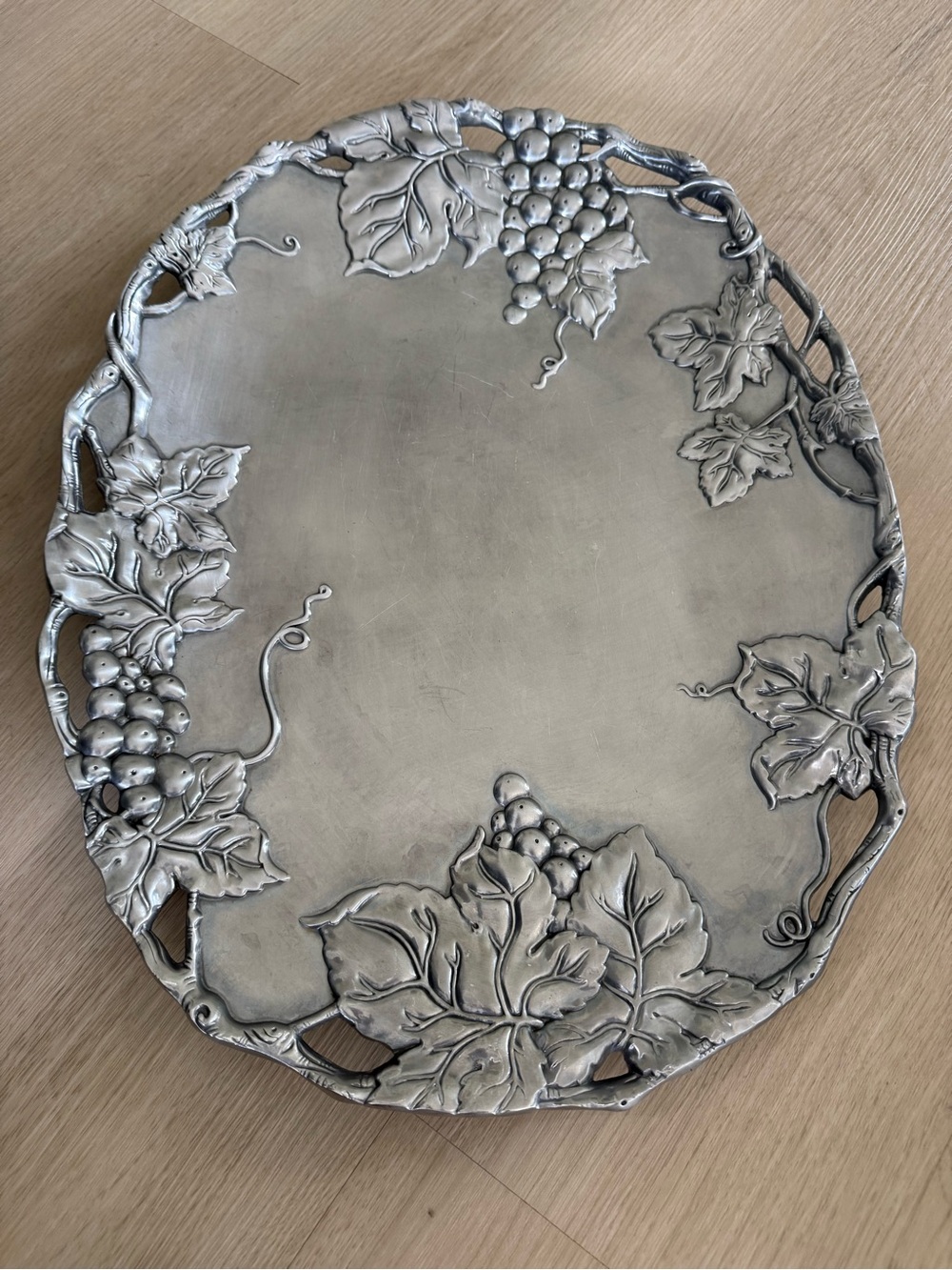 Arthur court Grape Vine Decorative Serving Tray - Silver Finish